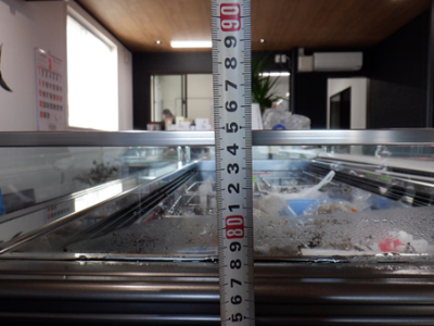 荒木鮮魚店 商品棚の高さは85センチメートル以下
