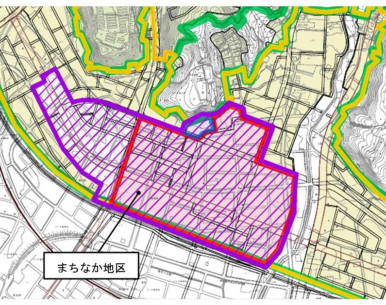 まちなか地区を記した地図