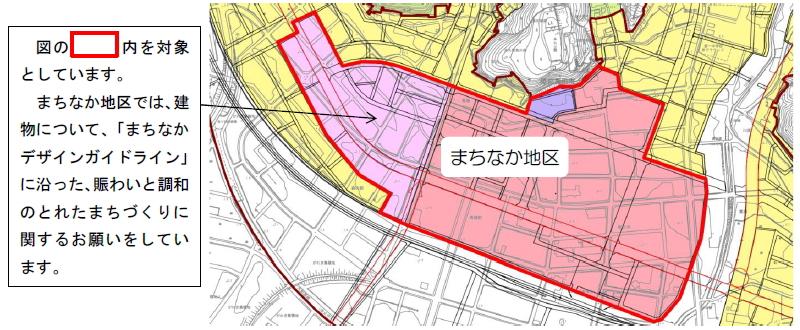 まちなか地区対象の地図