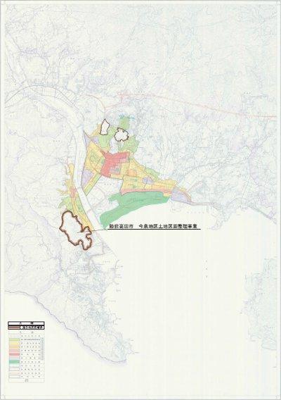 今泉地区土地区画整理事業の先行地区の位置図