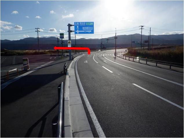 車道の写真に、信号を左方向に曲がる赤い矢印が付いている写真