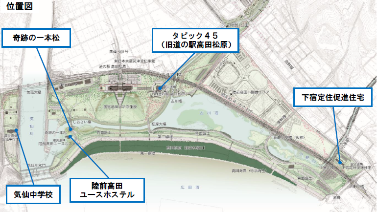 震災遺構の位置図